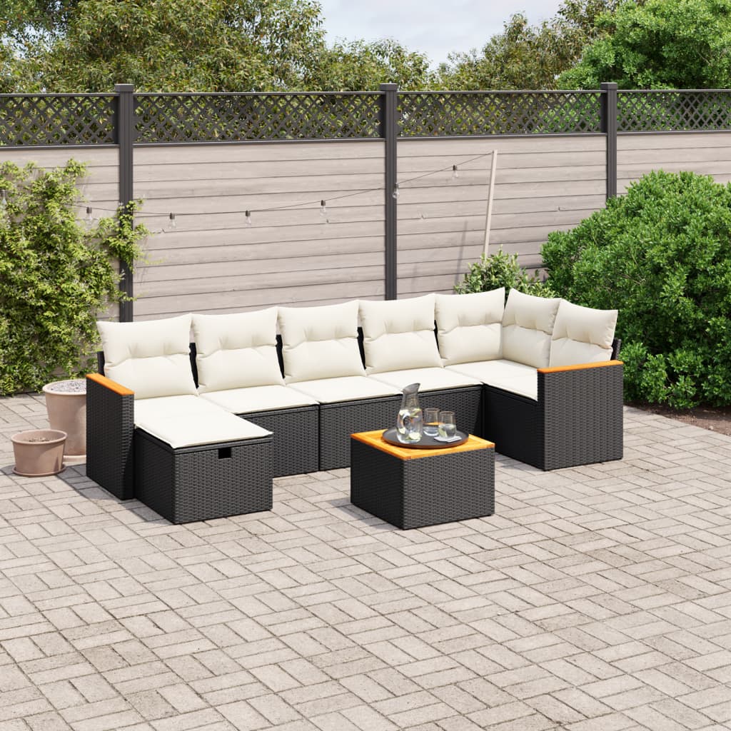 8-delige Loungeset met kussens poly rattan zwart is nu te koop bij PeponiXL, paradijselijk wonen!