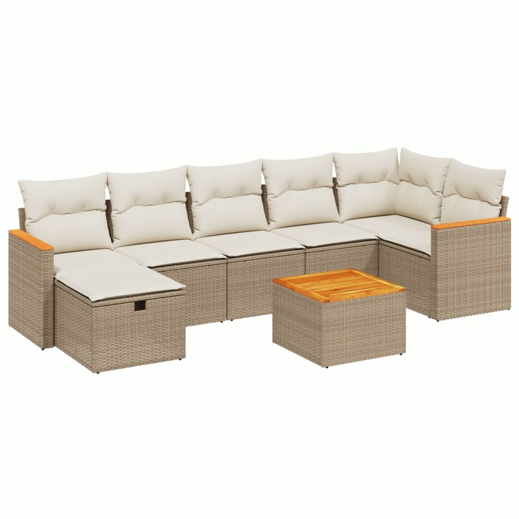 8-delige Loungeset met kussens poly rattan beige is nu te koop bij PeponiXL, paradijselijk wonen!