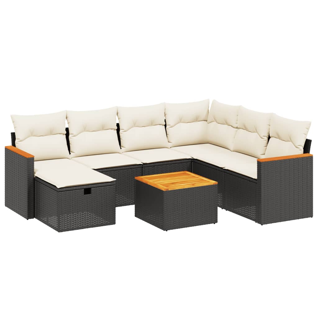 8-delige Loungeset met kussens poly rattan zwart is nu te koop bij PeponiXL, paradijselijk wonen!