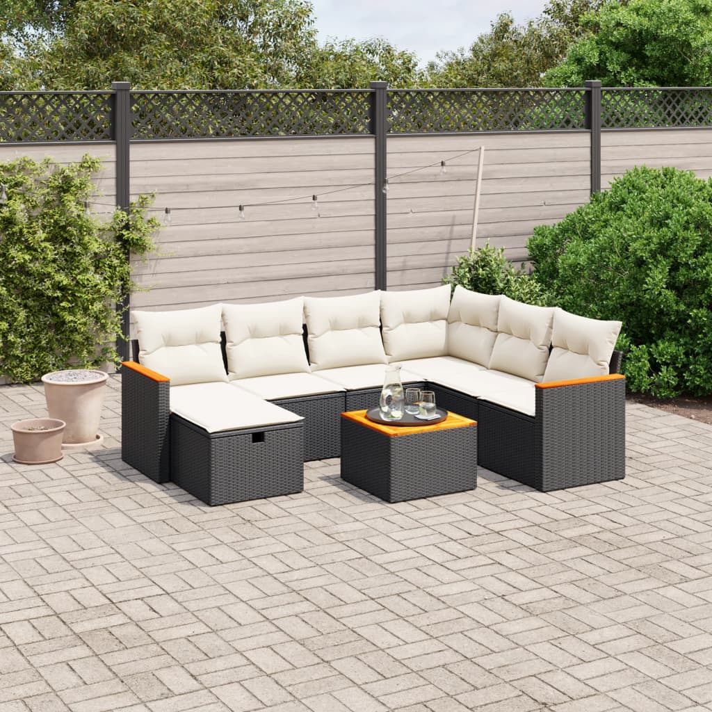 8-delige Loungeset met kussens poly rattan zwart is nu te koop bij PeponiXL, paradijselijk wonen!