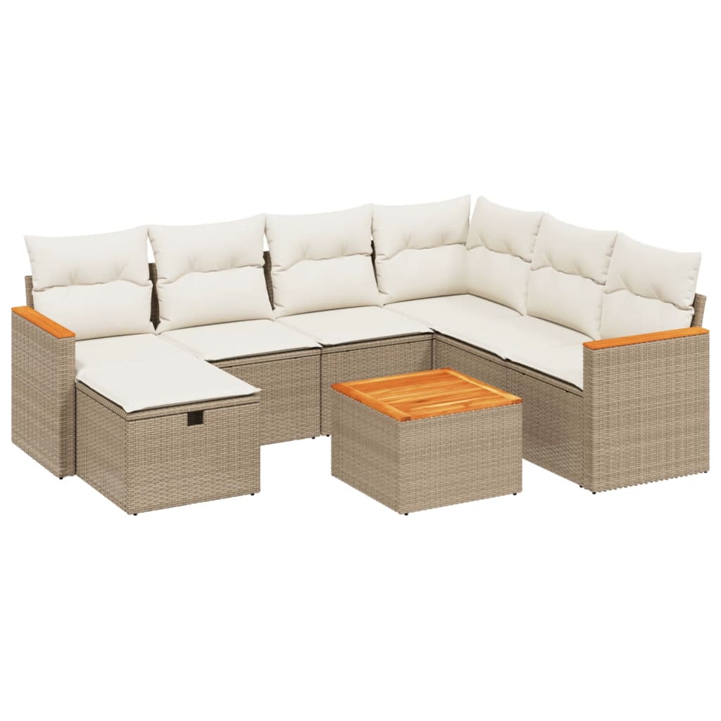 8-delige Loungeset met kussens poly rattan beige is nu te koop bij PeponiXL, paradijselijk wonen!