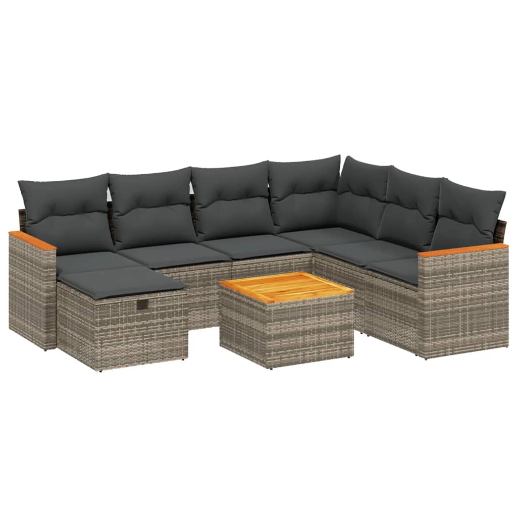 8-delige Loungeset met kussens poly rattan grijs is nu te koop bij PeponiXL, paradijselijk wonen!