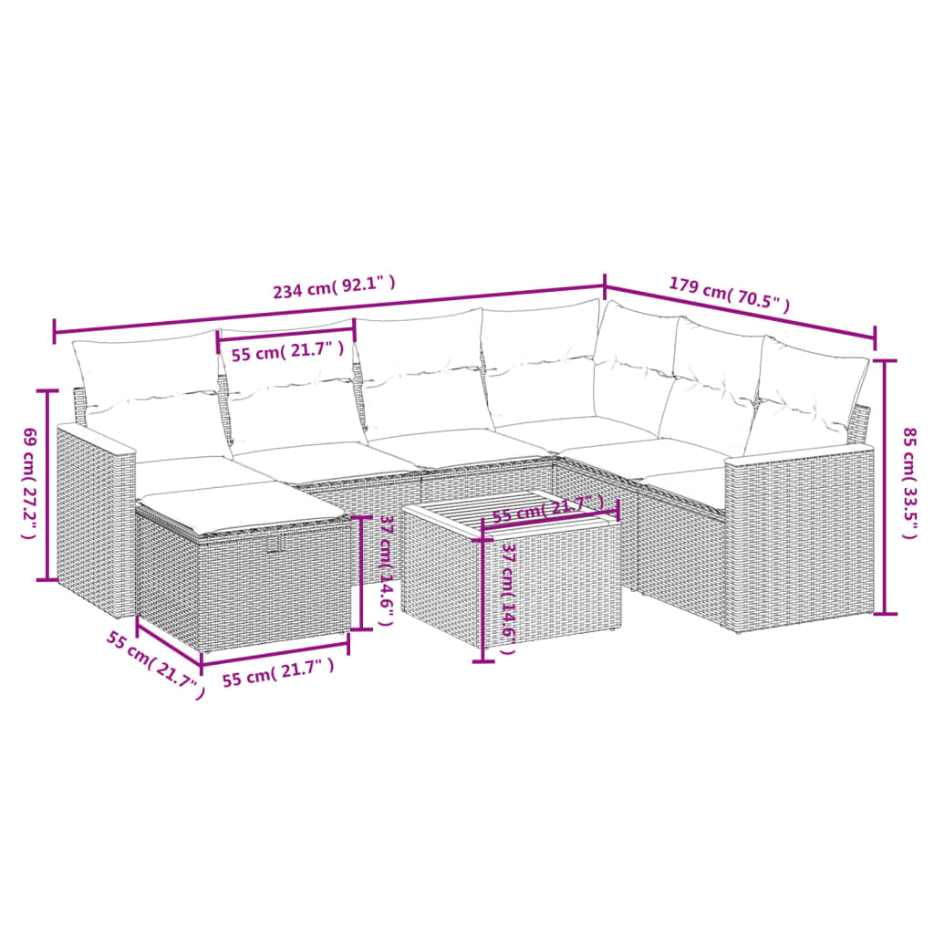 8-delige Loungeset met kussens poly rattan grijs is nu te koop bij PeponiXL, paradijselijk wonen!