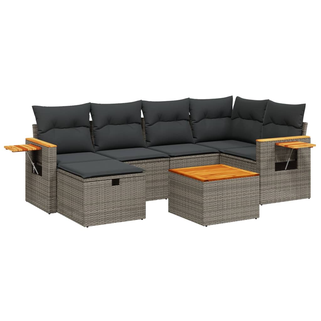 7-delige Loungeset met kussens poly rattan grijs is nu te koop bij PeponiXL, paradijselijk wonen!