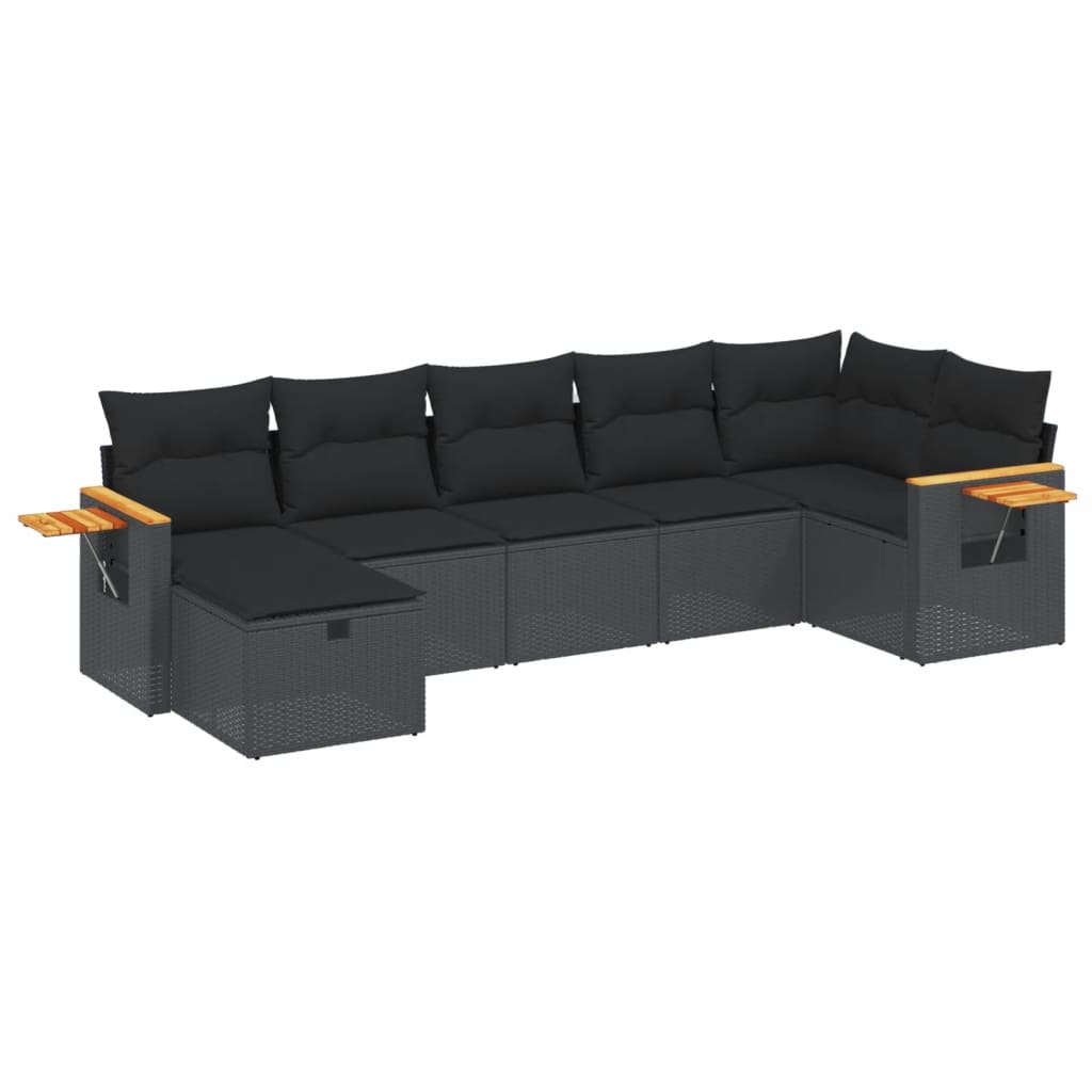 7-delige Loungeset met kussens poly rattan zwart is nu te koop bij PeponiXL, paradijselijk wonen!