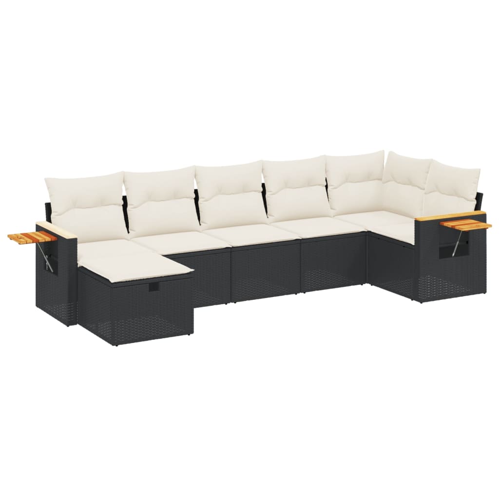 7-delige Loungeset met kussens poly rattan zwart is nu te koop bij PeponiXL, paradijselijk wonen!