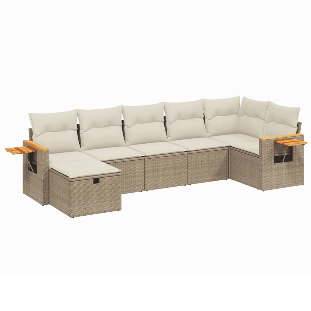 7-delige Loungeset met kussens poly rattan beige is nu te koop bij PeponiXL, paradijselijk wonen!