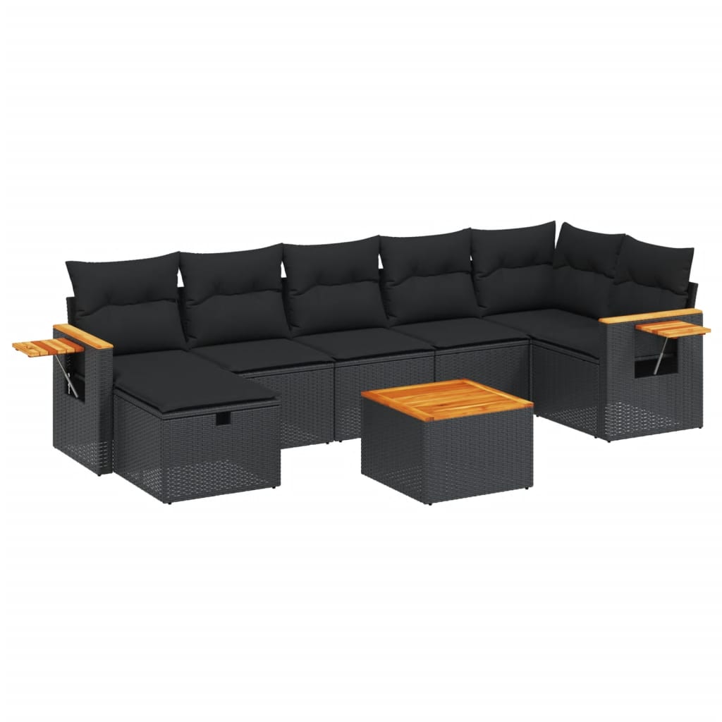 8-delige Loungeset met kussens poly rattan zwart is nu te koop bij PeponiXL, paradijselijk wonen!