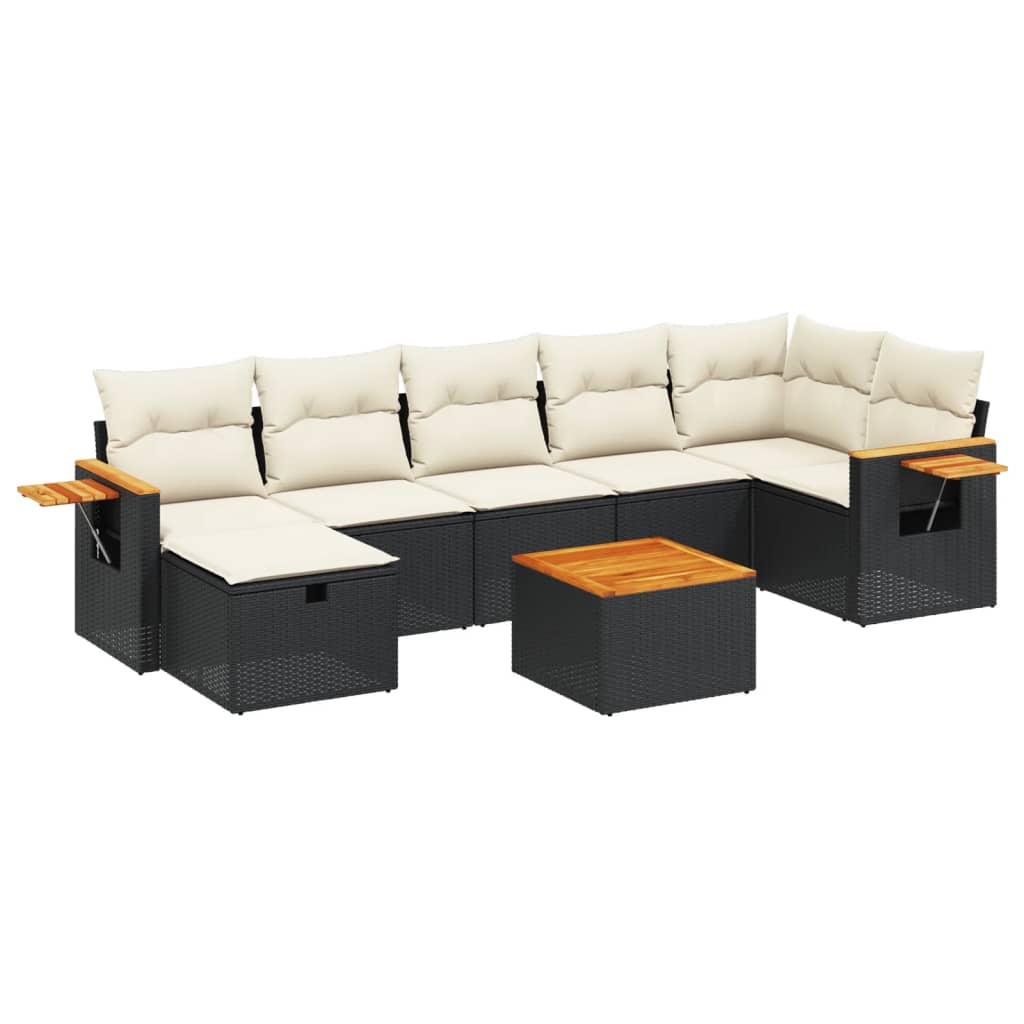 8-delige Loungeset met kussens poly rattan zwart is nu te koop bij PeponiXL, paradijselijk wonen!