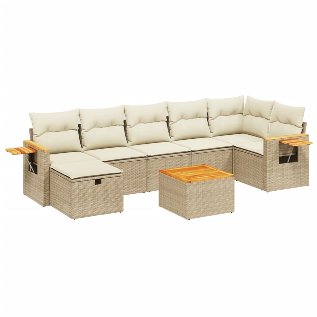 8-delige Loungeset met kussens poly rattan beige is nu te koop bij PeponiXL, paradijselijk wonen!