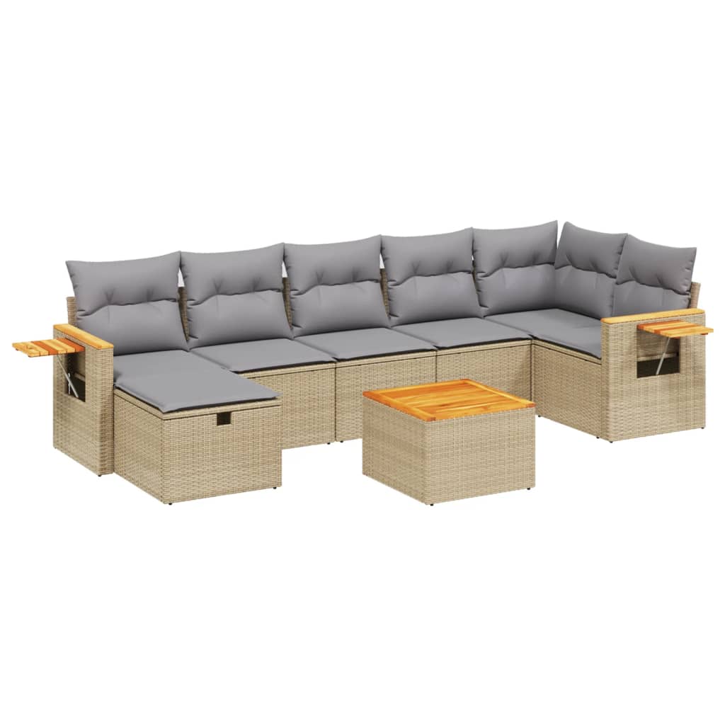8-delige Loungeset met kussens poly rattan beige is nu te koop bij PeponiXL, paradijselijk wonen!