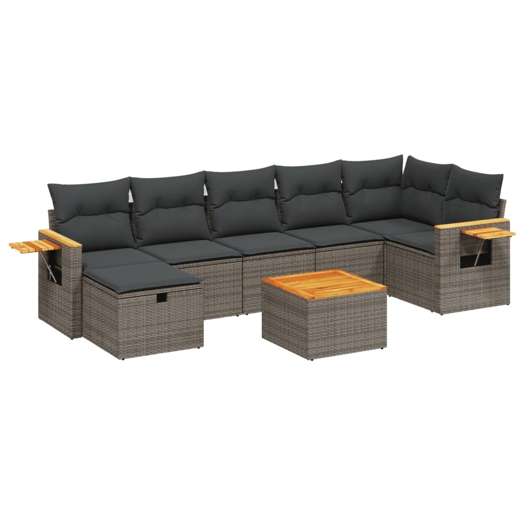 8-delige Loungeset met kussens poly rattan grijs is nu te koop bij PeponiXL, paradijselijk wonen!