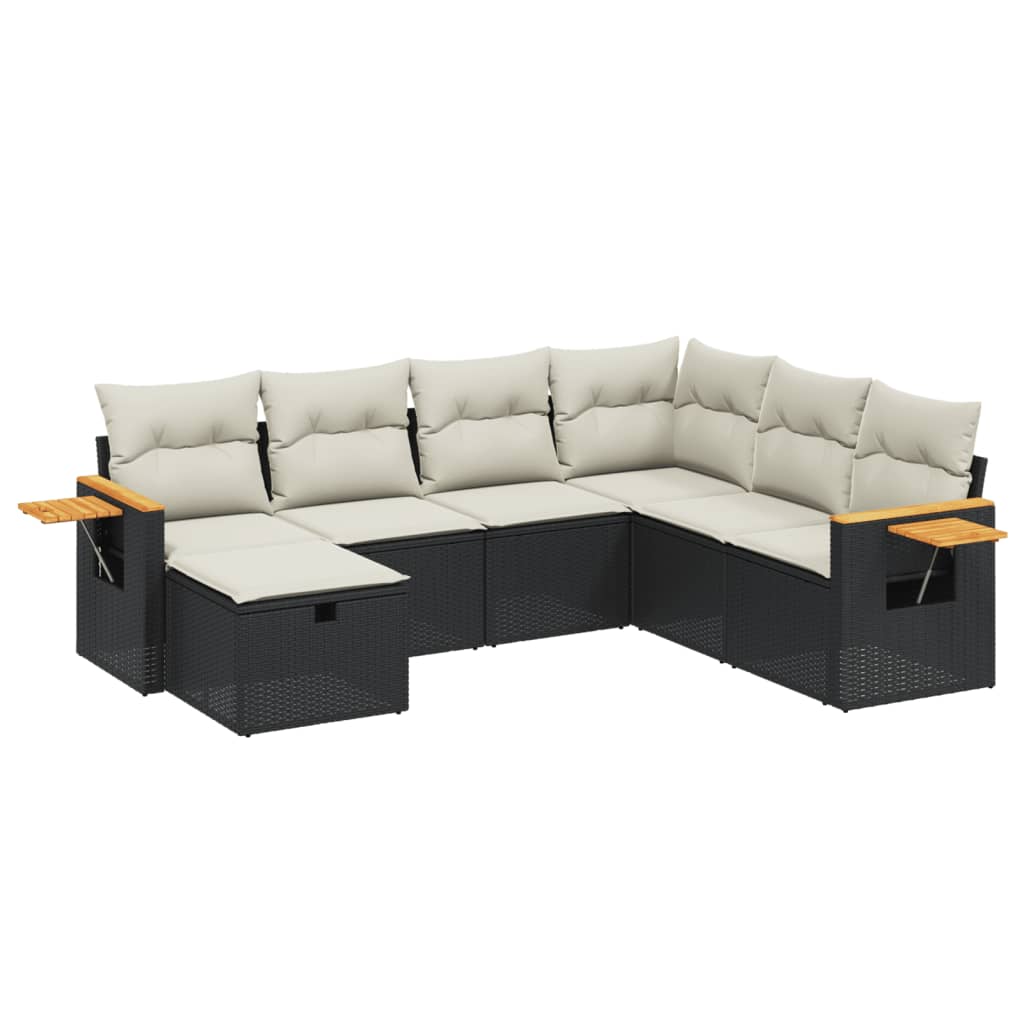 7-delige Loungeset met kussens poly rattan zwart is nu te koop bij PeponiXL, paradijselijk wonen!