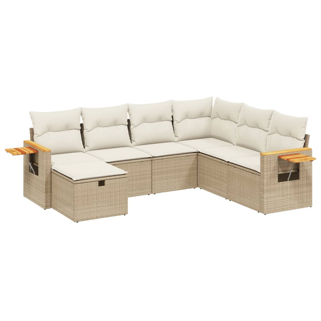 7-delige Loungeset met kussens poly rattan beige is nu te koop bij PeponiXL, paradijselijk wonen!