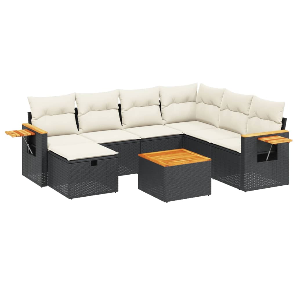 8-delige Loungeset met kussens poly rattan zwart is nu te koop bij PeponiXL, paradijselijk wonen!