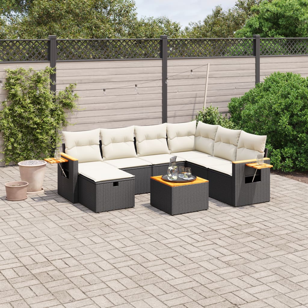 8-delige Loungeset met kussens poly rattan zwart is nu te koop bij PeponiXL, paradijselijk wonen!