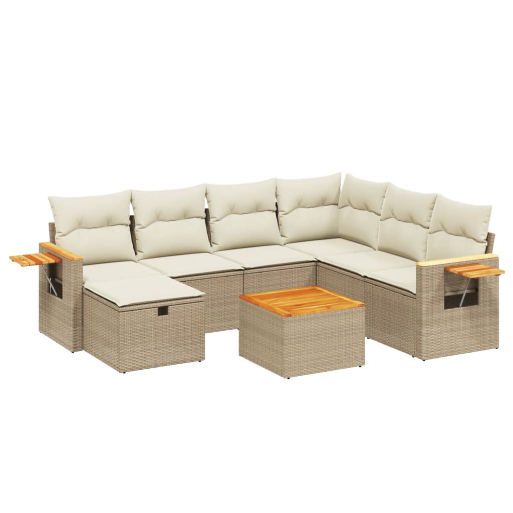 8-delige Loungeset met kussens poly rattan beige is nu te koop bij PeponiXL, paradijselijk wonen!