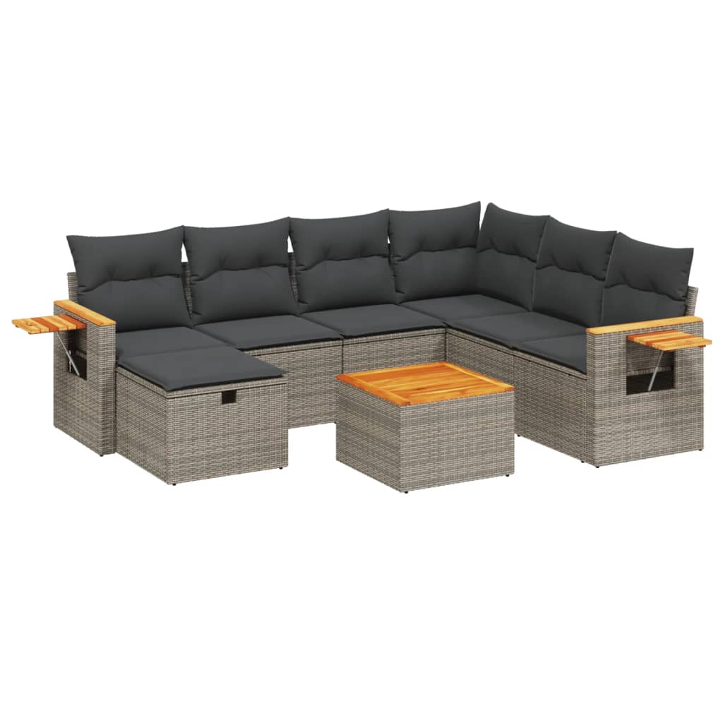 8-delige Loungeset met kussens poly rattan grijs is nu te koop bij PeponiXL, paradijselijk wonen!