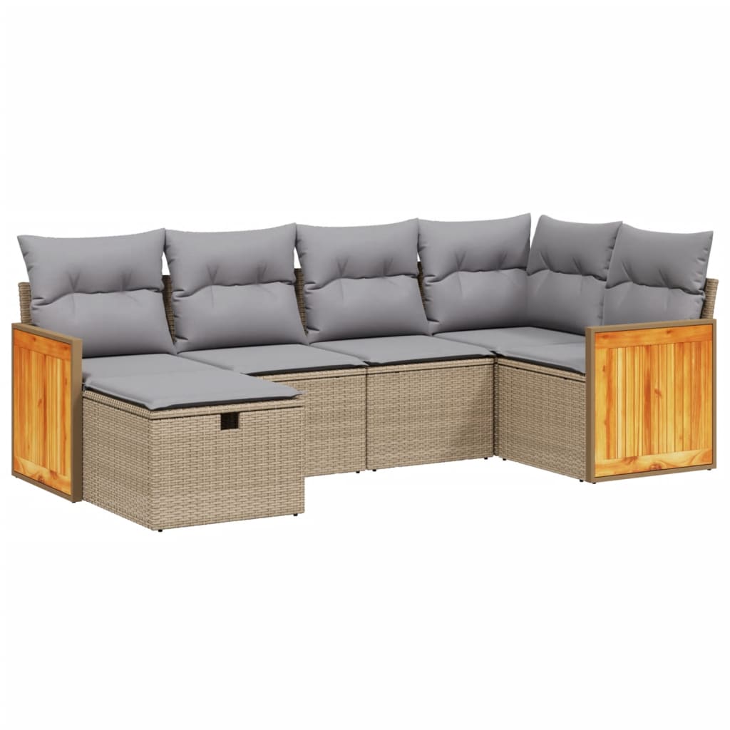 6-delige Loungeset met kussens poly rattan gemengd beige is nu te koop bij PeponiXL, paradijselijk wonen!