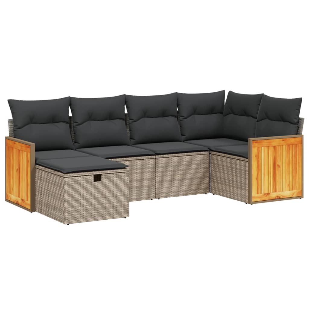 6-delige Loungeset met kussens poly rattan grijs is nu te koop bij PeponiXL, paradijselijk wonen!