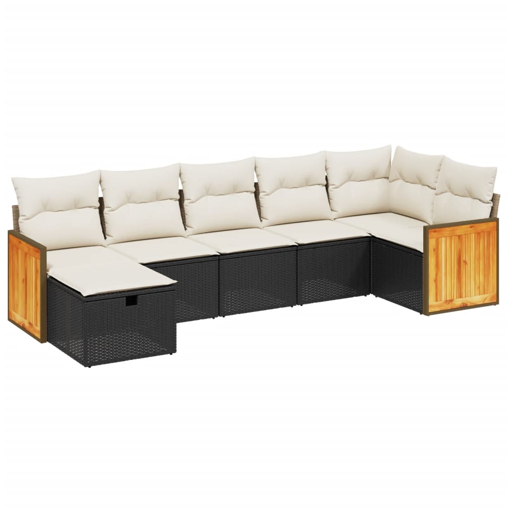 7-delige Loungeset met kussens poly rattan zwart is nu te koop bij PeponiXL, paradijselijk wonen!