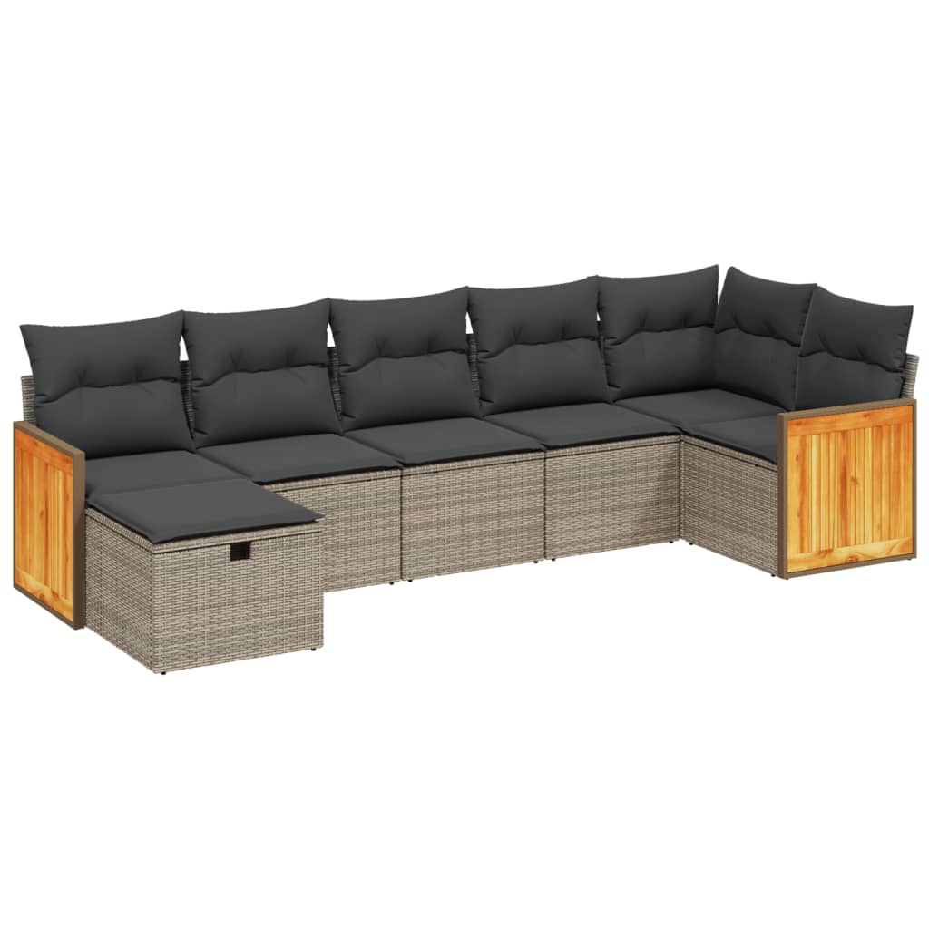 7-delige Loungeset met kussens poly rattan grijs is nu te koop bij PeponiXL, paradijselijk wonen!