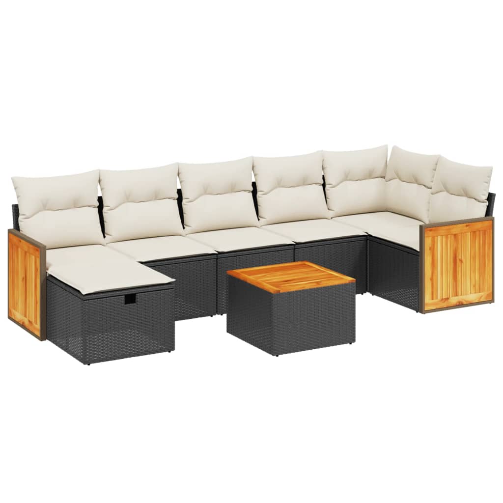 8-delige Loungeset met kussens poly rattan zwart is nu te koop bij PeponiXL, paradijselijk wonen!