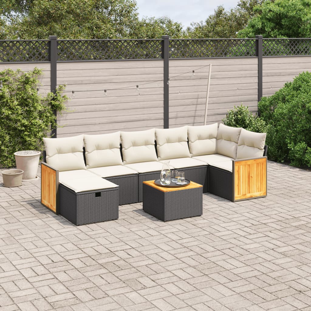 8-delige Loungeset met kussens poly rattan zwart is nu te koop bij PeponiXL, paradijselijk wonen!