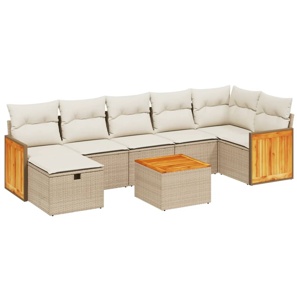 8-delige Loungeset met kussens poly rattan beige is nu te koop bij PeponiXL, paradijselijk wonen!