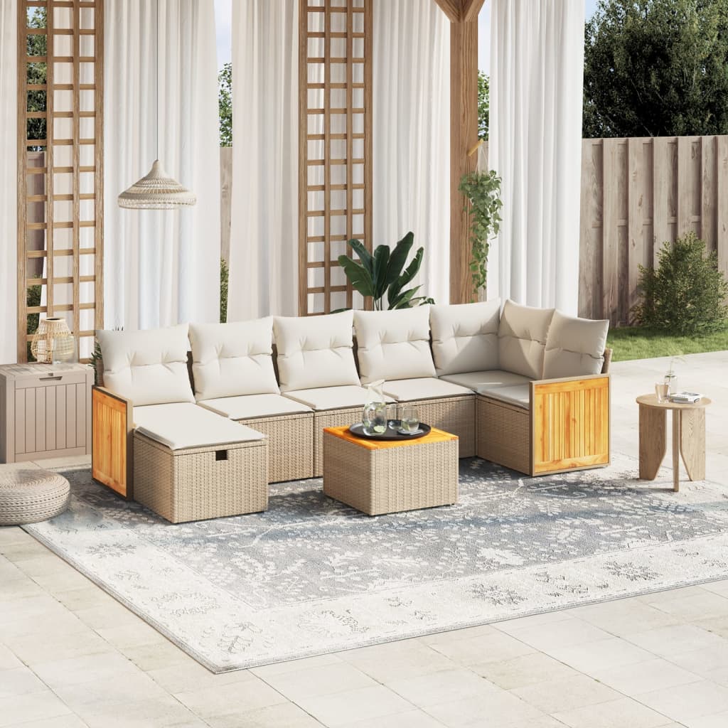 8-delige Loungeset met kussens poly rattan beige is nu te koop bij PeponiXL, paradijselijk wonen!