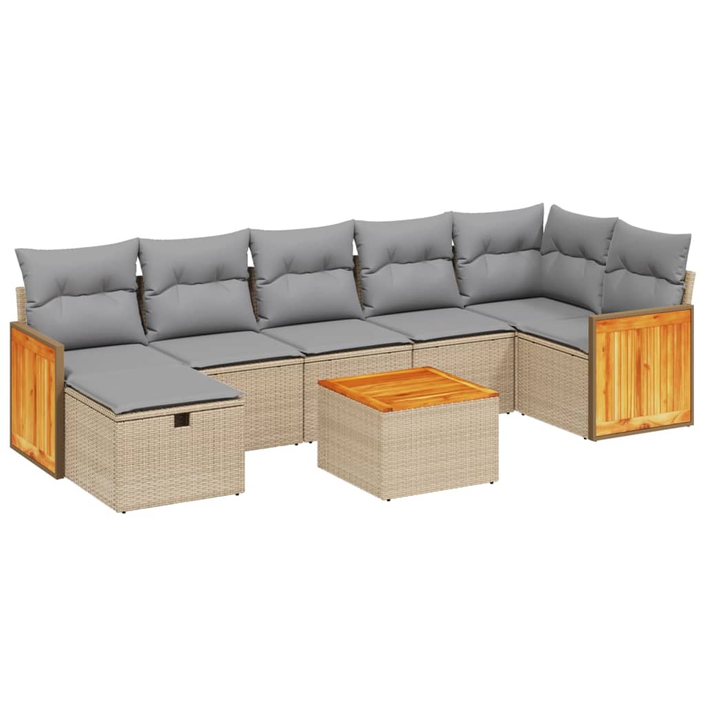 8-delige Loungeset met kussens poly rattan gemengd beige is nu te koop bij PeponiXL, paradijselijk wonen!