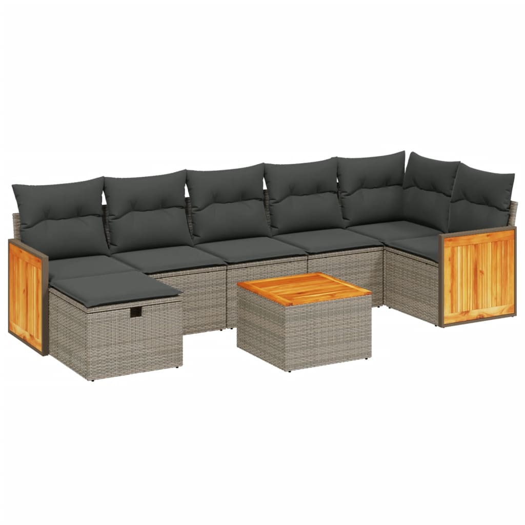 8-delige Loungeset met kussens poly rattan grijs is nu te koop bij PeponiXL, paradijselijk wonen!