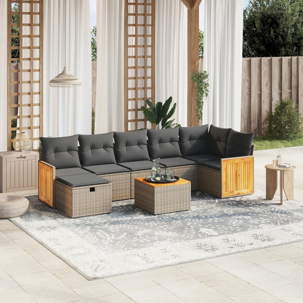 8-delige Loungeset met kussens poly rattan grijs is nu te koop bij PeponiXL, paradijselijk wonen!