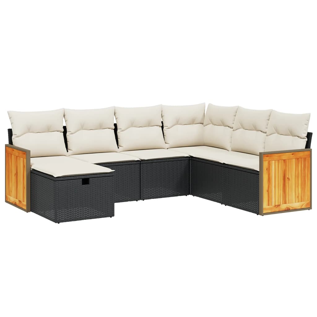 7-delige Loungeset met kussens poly rattan zwart is nu te koop bij PeponiXL, paradijselijk wonen!