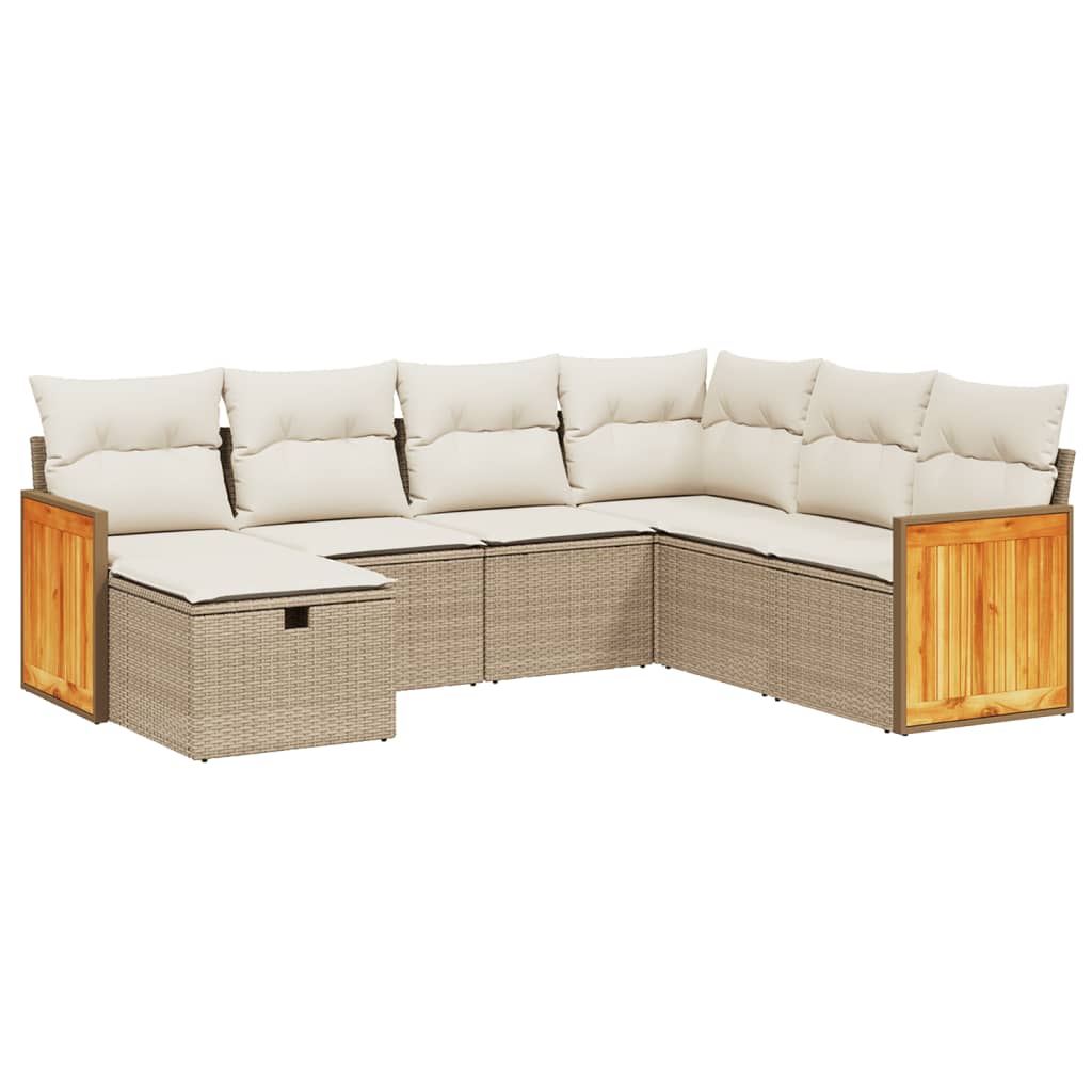 7-delige Loungeset met kussens poly rattan beige is nu te koop bij PeponiXL, paradijselijk wonen!