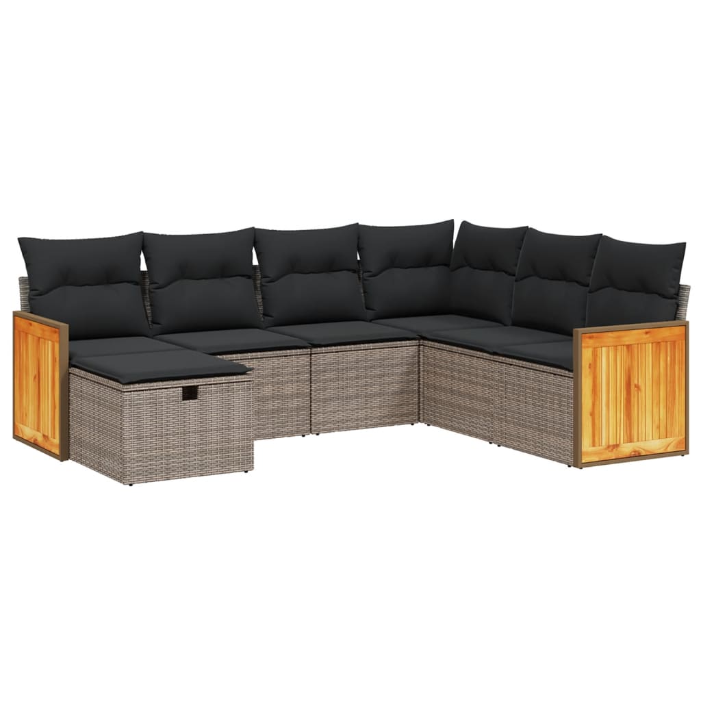 7-delige Loungeset met kussens poly rattan grijs is nu te koop bij PeponiXL, paradijselijk wonen!