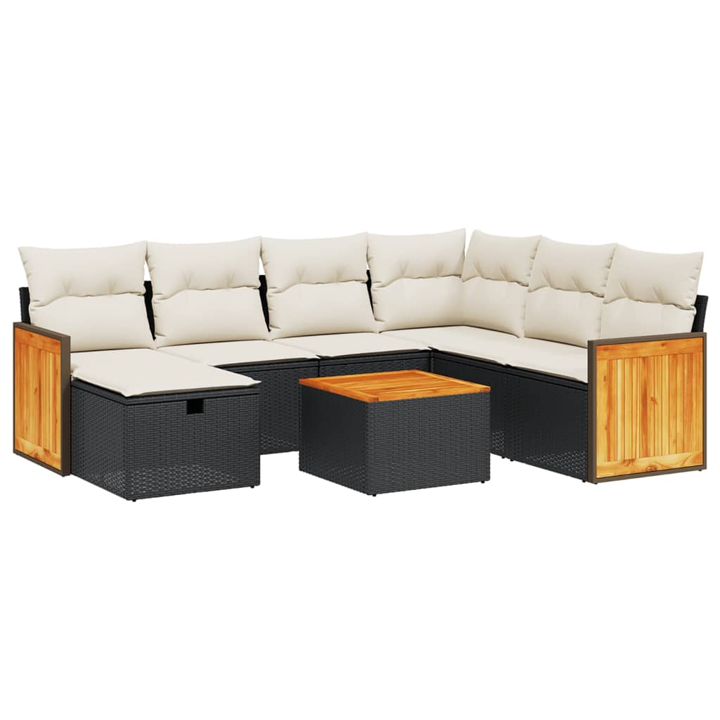 8-delige Loungeset met kussens poly rattan zwart is nu te koop bij PeponiXL, paradijselijk wonen!