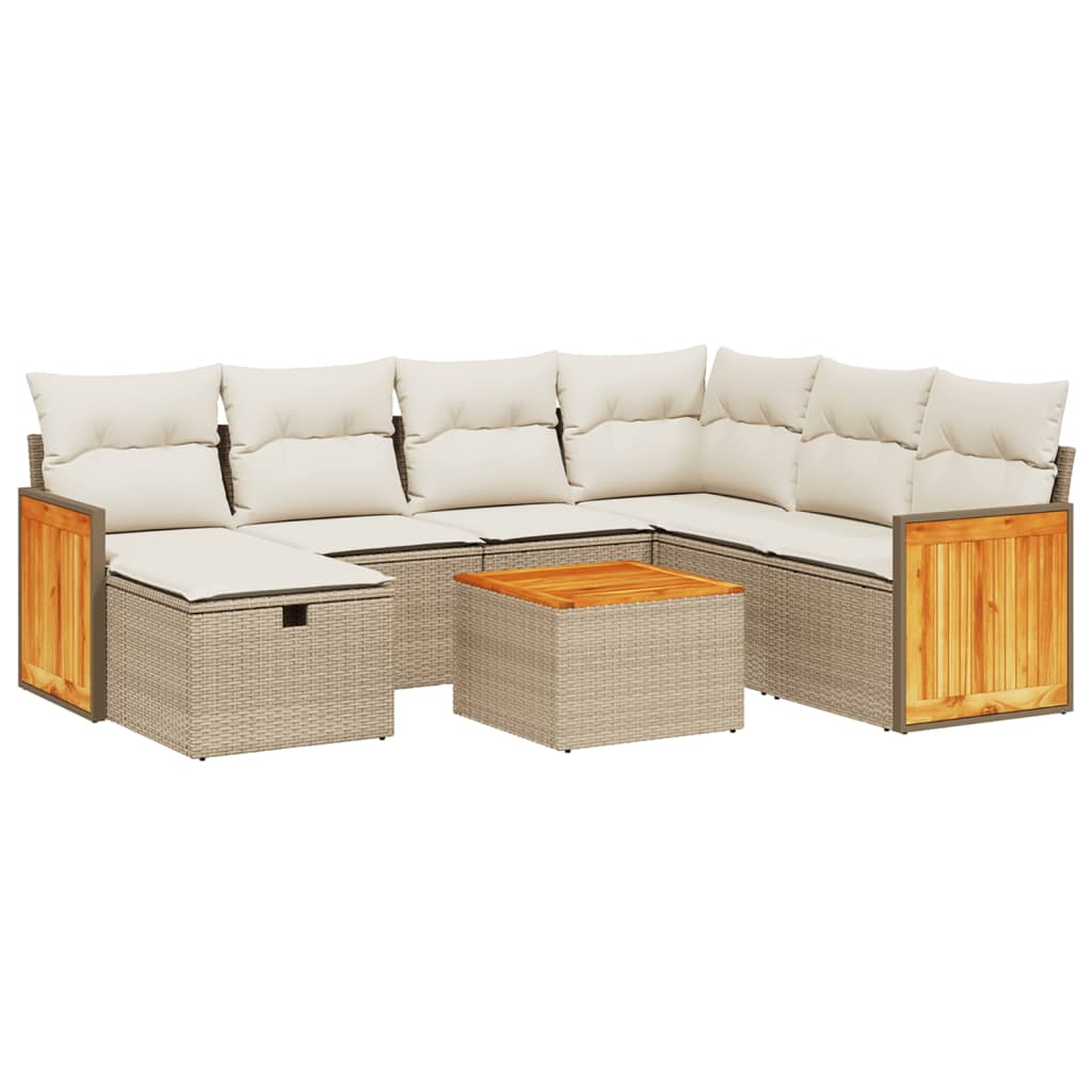 8-delige Loungeset met kussens poly rattan beige is nu te koop bij PeponiXL, paradijselijk wonen!