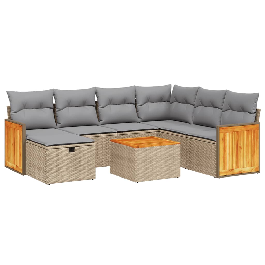 8-delige Loungeset met kussens poly rattan gemengd beige is nu te koop bij PeponiXL, paradijselijk wonen!