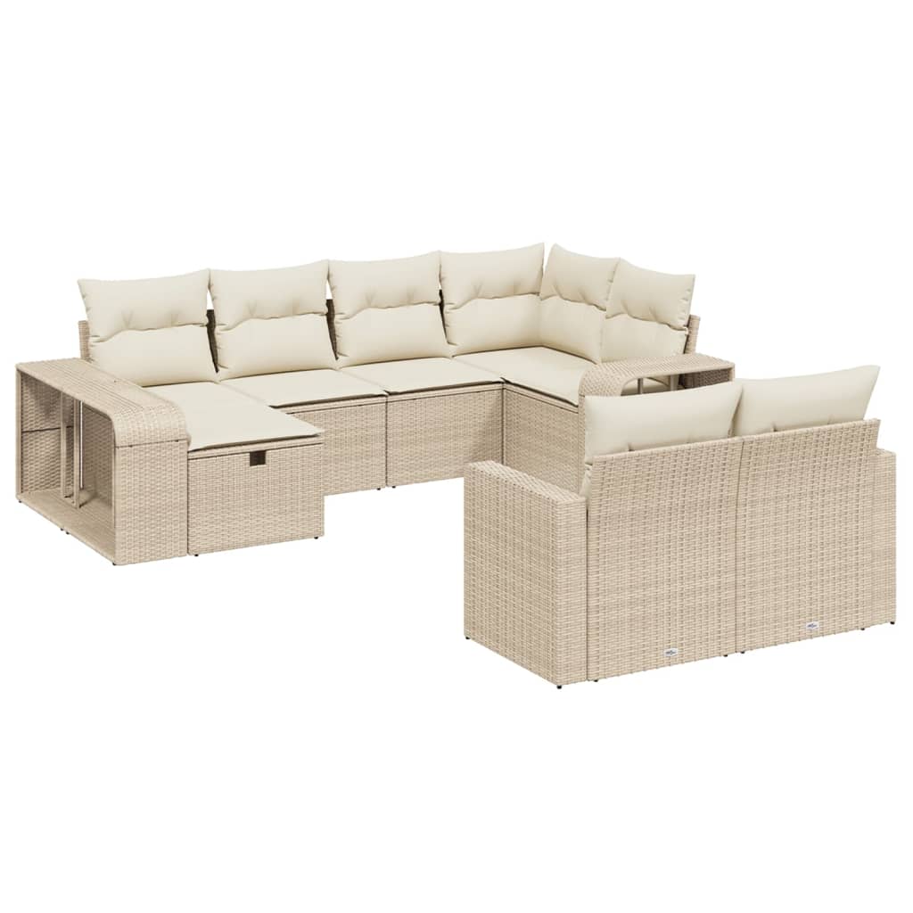 10-delige Loungeset met kussens poly rattan beige is nu te koop bij PeponiXL, paradijselijk wonen!