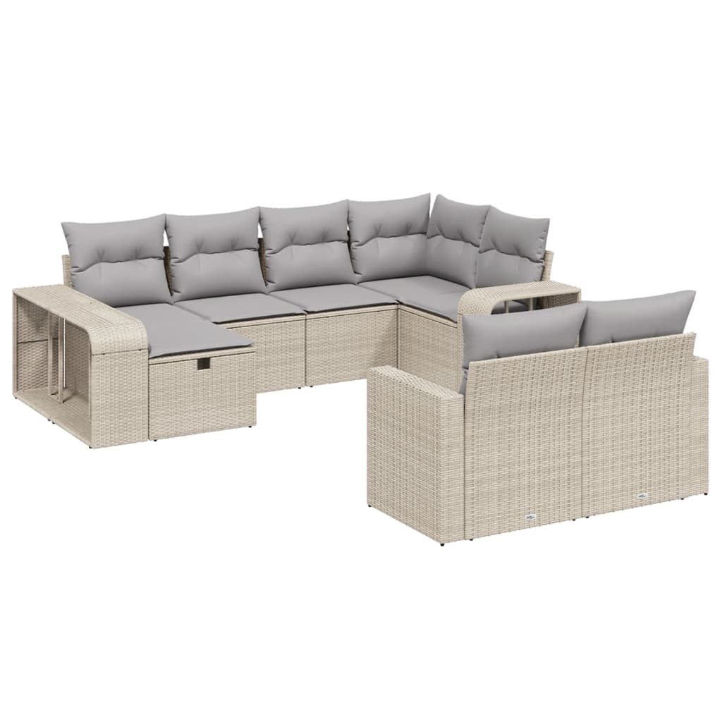 10-delige Loungeset met kussens poly rattan beige is nu te koop bij PeponiXL, paradijselijk wonen!