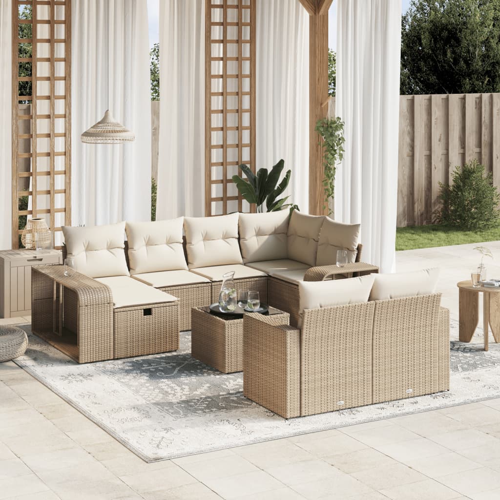 11-delige Tuinset met kussens poly rattan beige is nu te koop bij PeponiXL, paradijselijk wonen!