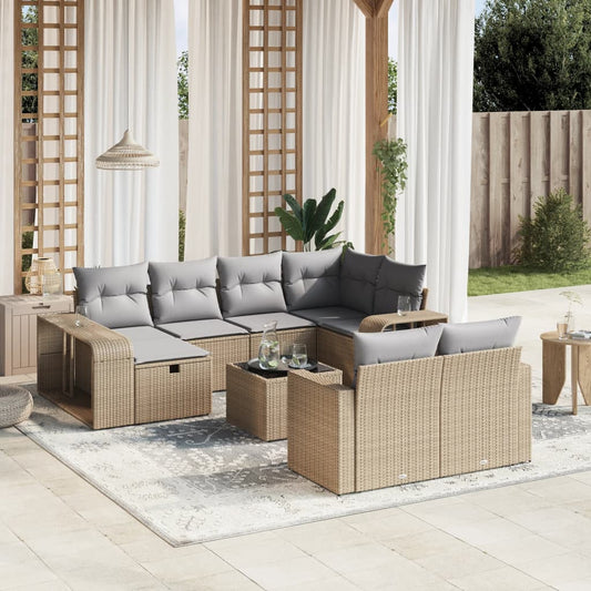 11-delige Tuinset met kussens poly rattan beige is nu te koop bij PeponiXL, paradijselijk wonen!