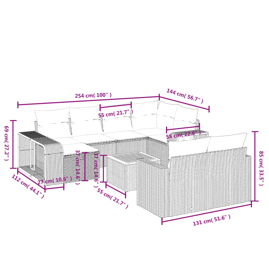 11-delige Tuinset met kussens poly rattan beige is nu te koop bij PeponiXL, paradijselijk wonen!