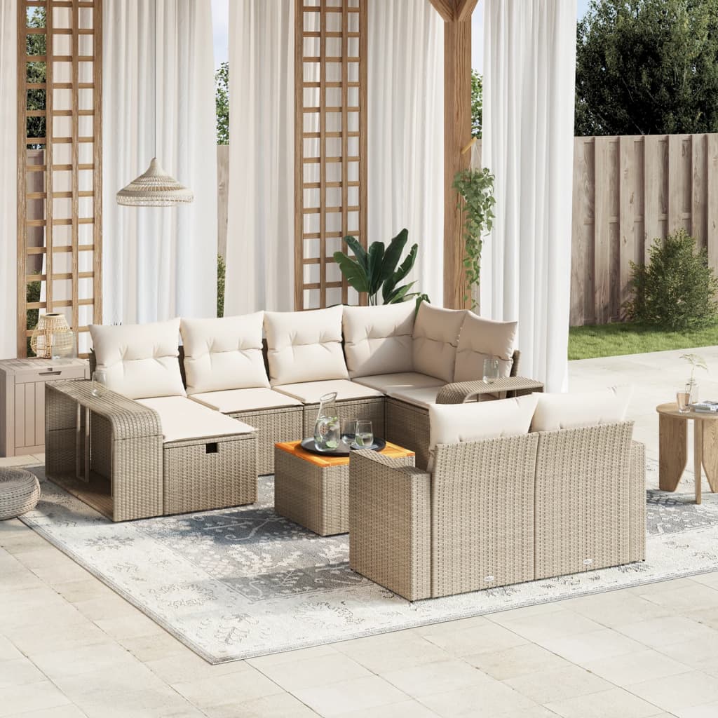 11-delige Tuinset met kussens poly rattan beige is nu te koop bij PeponiXL, paradijselijk wonen!