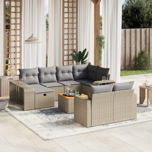 11-delige Tuinset met kussens poly rattan beige is nu te koop bij PeponiXL, paradijselijk wonen!