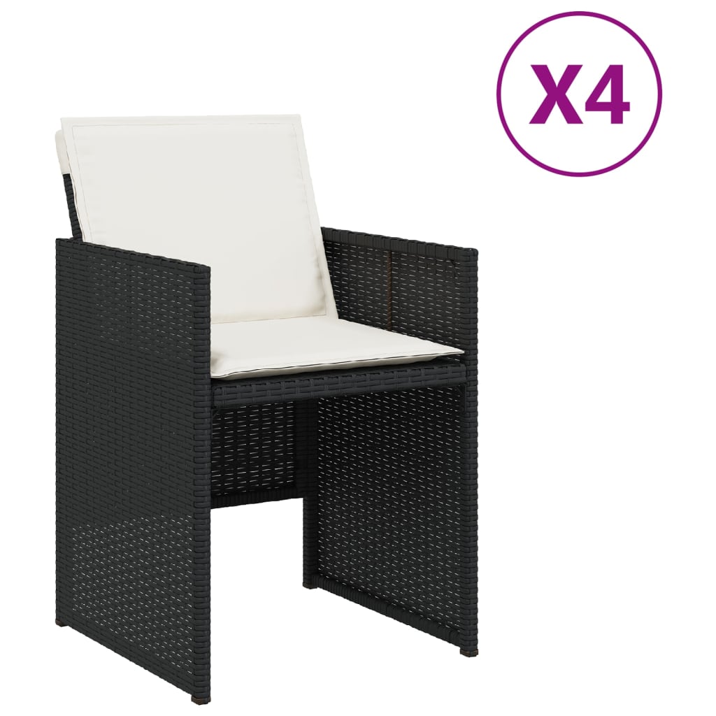 Tuinstoelen 4 st met kussens poly rattan zwart is nu te koop bij PeponiXL, paradijselijk wonen!