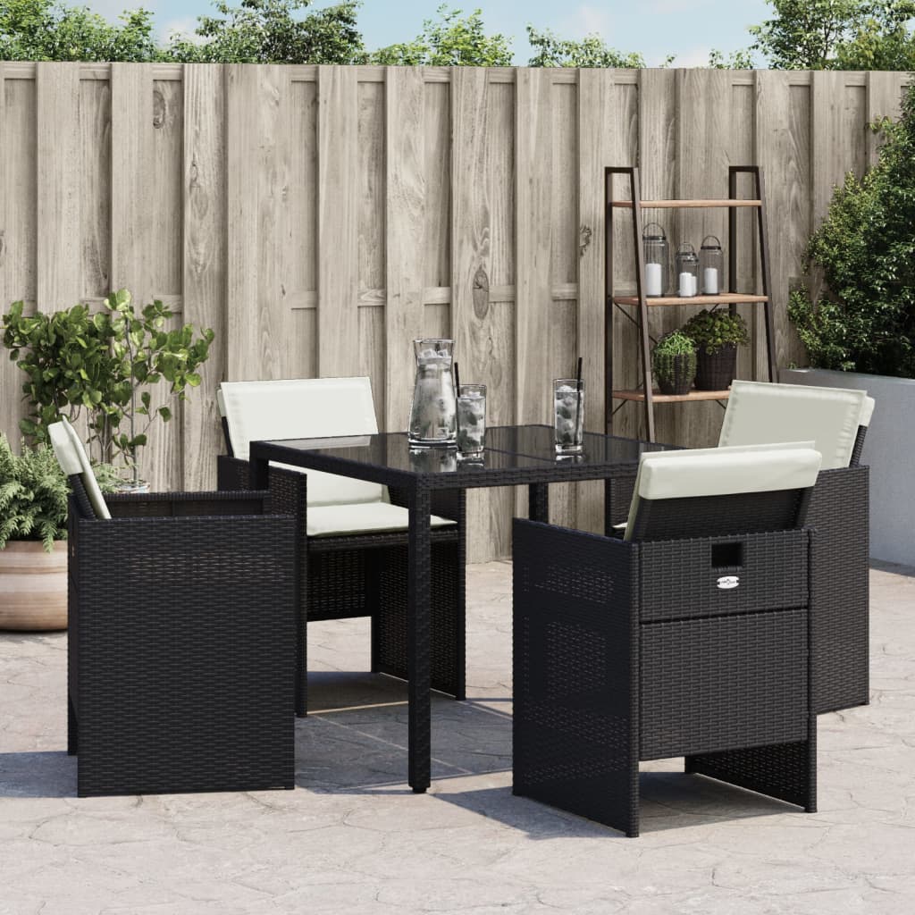 Tuinstoelen 4 st met kussens poly rattan zwart is nu te koop bij PeponiXL, paradijselijk wonen!