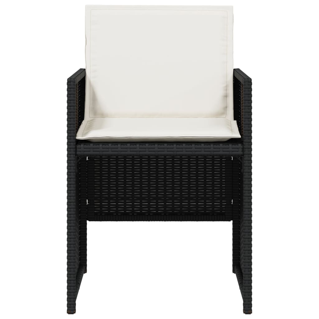 Tuinstoelen 4 st met kussens poly rattan zwart is nu te koop bij PeponiXL, paradijselijk wonen!