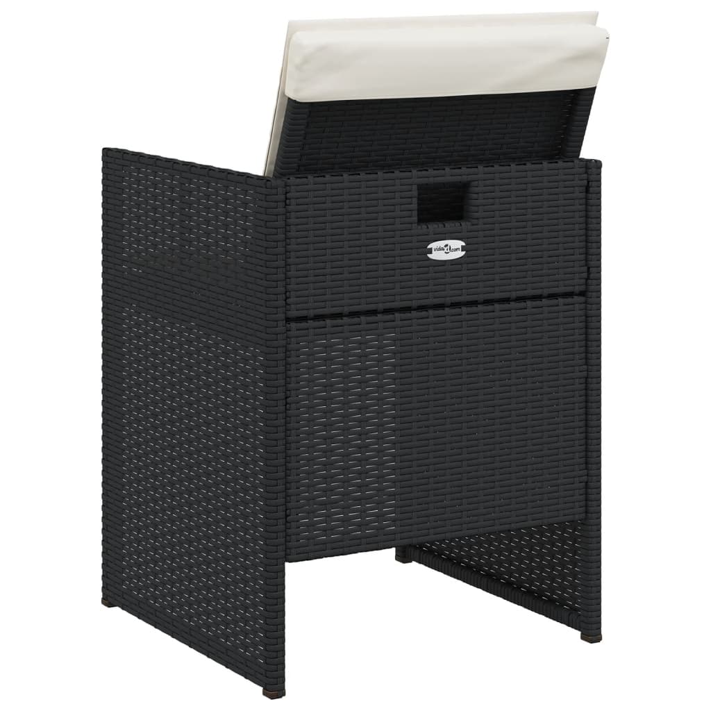 Tuinstoelen 4 st met kussens poly rattan zwart is nu te koop bij PeponiXL, paradijselijk wonen!
